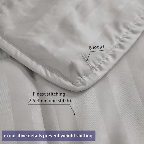 Image of yescool Weighted Blanket for Adults (25 lbs, 60 inch x 80 inch, Light Grey Stripes) Heavy Blanket for Sleeping Perfect for 240-260 lbs, Queen Size Breathable Blanket with Premium Glass Bead, Machine Washable
