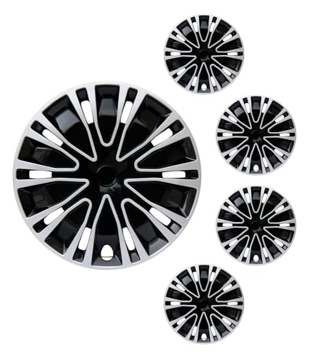 Image of Hubcap Wheel Cover Replacement R17 Hub Caps Universal-Fit Steel Wheel Rim Cover ABS Material Exterior Accessories for Car Truck SUV -Set of 4(17-inch,Silver-Black)