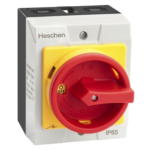 Heschen Hauptschalter Lasttrennschalter LW42B0-20/4BF 4-polig (3+N) Ie 20A Ue 415VAC EIN/AUS Drehschalter wasserdichtes Gehäuse IP65 zum Verbinden und Trennen von Schaltern