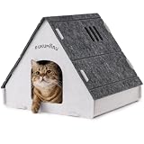 FUKUMARU Cat House Cave Bed for Indoor Cats, Large Warm Felt Cat Hideaway
