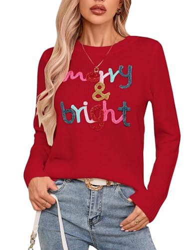 Image of Womens American Flag Sweater Crew Neck Casual Pullover Sweater