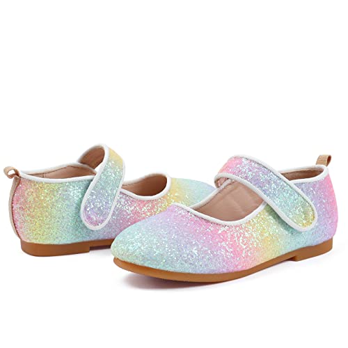 Rainbow Dress Shoes Girl's Glitter Princess Shoes Toddler Mary Jane Shoes Sparkly Party Ballet Flats in Casual Wearing Colorful Gift for Little Girls2