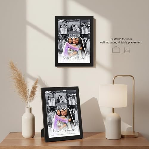 Image of Framekaari Friends Customized Photo Frame | Personalized Birthday Gift | Custom Photo Collage & Text | Tabletop & Wall Mount | Room & Home Decor | 16x21 cm (Design-01)