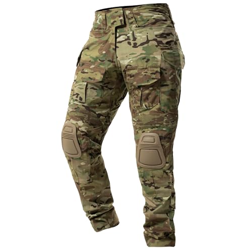IDOGEAR Mens G3 Combat Pants with Knee Pads Multi Camouflage Trousers Airsoft Hunting Paintball Tactical Outdoor Pants (MC 38W x 33L)