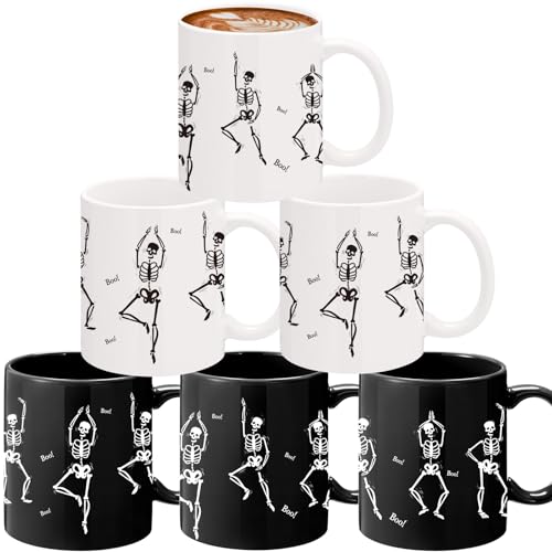 Sliner 6 Pcs Halloween Mugs Bulk 11oz Skull Coffee Mugs Skeleton...