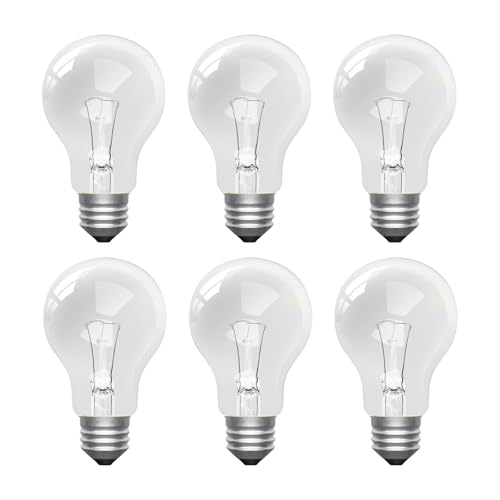 YXQZH 75 Watt Incandescent Light Bulbs A19 Non Led Incandescent Bulb E26 Base Warm White Shatter Resistant Rough Service 75W Light Bulb for Home Garage Warehouse 6 Pack
