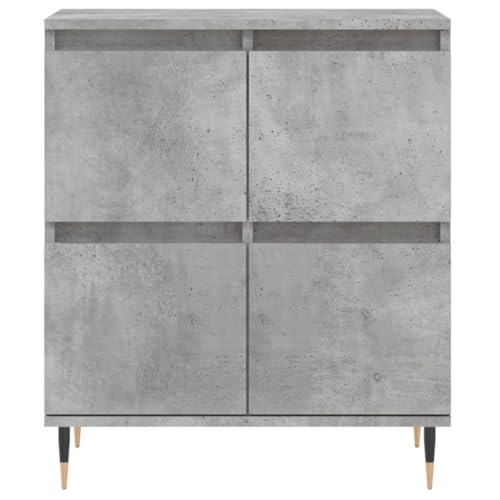 Aparador gris hormigón de 60x35x70 cm con patas de hierro y estructura de madera para comedor 6