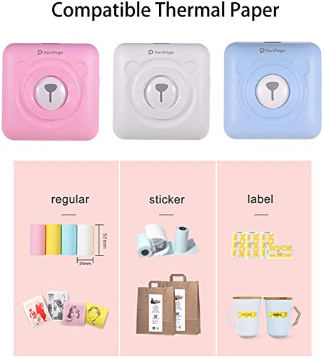 Beewarm Mini Printer for iPhone - Portable Smart Photo Printer for All Smartphone Pocket Printer -Thermal Bluetooth Label Printer with 6 Printing Papers, 58mm Wireless POS Photo Printer (Pink)