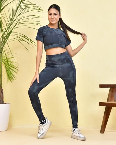 Image of SPLORR Premium Tights and Bra High Waist Stretchable Gym Tights Leggings Gym wear /Active Wear Yoga Pants Zumba /Dance Womens Workout Gym Tight Stretchable Workout Yoga Gym and Sports Bra Set