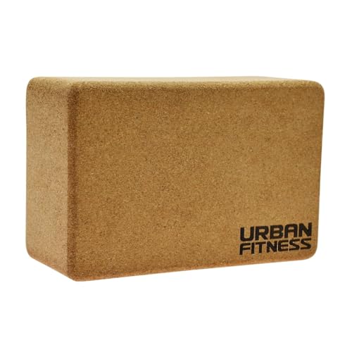 Urban Fitness Cork Yoga Block Natural Yoga Brick for Balance Alignment Stretching Pilates Support Eco Friendly Prop Stability Tool Mobility Aid, Brown