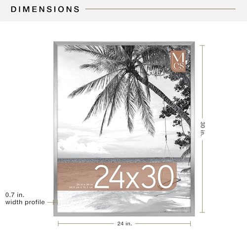 Image of MCS Foundation 24x30 Poster Frame Traditional Silver, Vertical & Horizontal Wall Hanging Large Picture Frame for Photos, Posters & Art Prints (1-Pack)