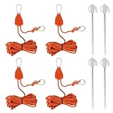 MYLERCT 4 Stück Abspannseile mit Seilspanner, Verstellbar 4 m Seilratsche Sonnensegel, Durchmesser 4 mm Zeltschnur mit Spanner, mit Zelt-Heringen, für Aufbau von Zelten, Wäscheaufhängen