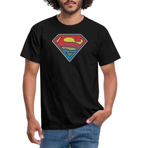 Spreadshirt DC Comics Originals Superman Logo Men's T-Shirt, XXL, Black