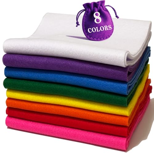 Image of Rainbow 8 Assorted Soft Felt Sheets Fabric, Each 8'' x 36'' 1.6mm Thick | Long Strip Felt, Fade Resistant, Washable, Ironable Polyester Nonwoven Fabric for DIY Crafts, Decor, Costume Padding