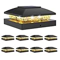 VOLISUN 4x4 Solar Post Cap Light 8pack,Solar Fence - Cap Lights Outdoor Waterproof for Wooden/Vinyl Post,Black Deck Post Cap Light Solar Powered with Warm White for Garden/Patio/Porch