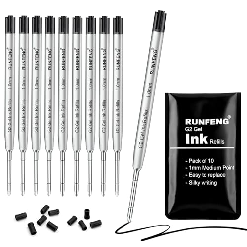 Pack of 10 Replaceable Ballpoint Pen Refills, G2 Gel Ink Refills,1mm...