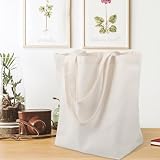 Fourindo Zestaw 2 torebek bawełnianych bez nadruku, 45 × 35 × 15 cm naturalny beż - DIY worek jutowy do malowania | wielokrotnego użytku z długimi uchwytami, beżowy, jeden rozmiar