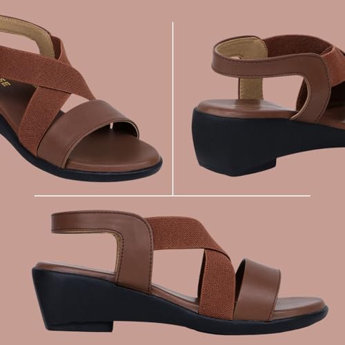 Image of TRASE Women's Fashion Sandals | Faux Leather Comfortable and Stylish Wedge | For Casual Wear & Formal Wear Occasions 2 inches heel for Women & Girls