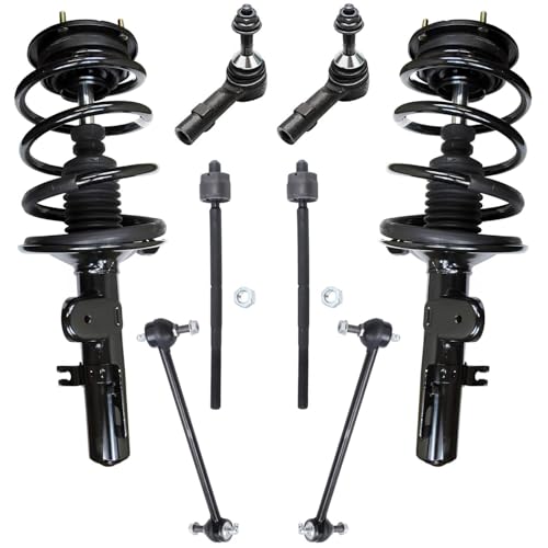 Image of Detroit Axle - FWD Front 8pc Struts Kit for 05-07 Ford Five Hundred Mercury Montego, 2 Struts & Coil Spring 2 Stabilizer Sway Bars 4 Tie Rod 2005 2006 2007 Replacement Suspension