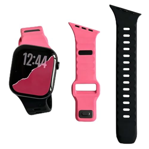LIRUWECH for Apple Watch �o���h �΂߃f�U�C�� 49/46/45/44/42(S10-12)/41/40/38mm�Ή� �A�b�v���E�H�b�`�x���g �V���R�� �X�|�[�c�o���h Apple Watch Ultra 4/Ultra 3/Ult