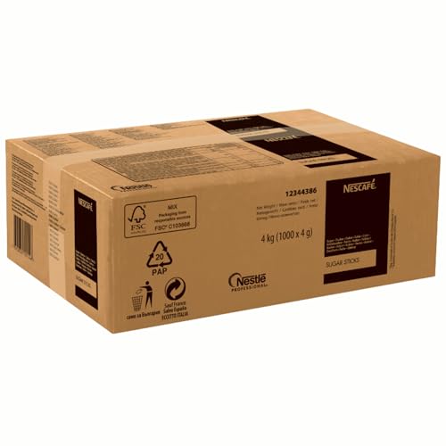 Nescafe - NESCAFÉ Sticks Sucre Blanc - Dose Individuelle 4g - Pause Café - Pour Sucrer Café, Thé, Chocolat Chaud - Carton de 1000 Dosettes de 4g - 4 kg - -22%