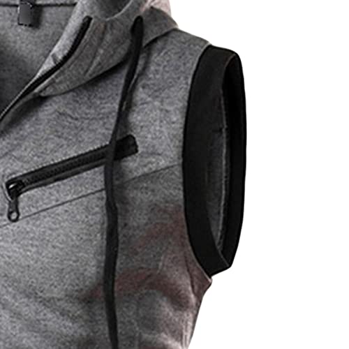 Maiyifu-GJ Men Sleeveless Zip-up Hoodie Vest Zipper Pockets Workout Tank Tops Jacket Lightweight Slim Fit Hooded Vest Blouse4