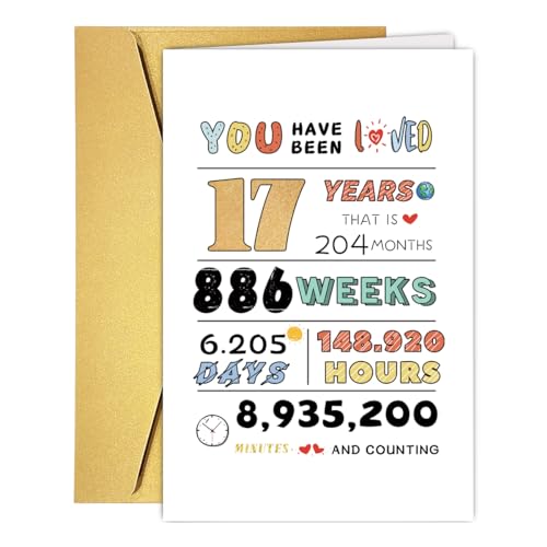 COLINHELIN 17th Birthday Card, Happy 17th Birthday Gifts for Him Her, Funny 17th Birthday Decorations for Boys Girls, 17 Year Old Birthday Gifts for Son Daughter