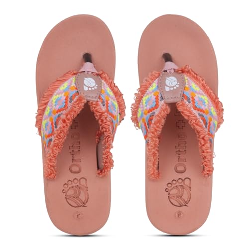 Image of Ortho + Rest Doctor Slippers for Women Orthopedic Flip Flop | with Fringed Strap Non Slip Lightweight Comfortable Flat Casual Stylish Dr Chappals and House Flip flops For Ladies and Girls