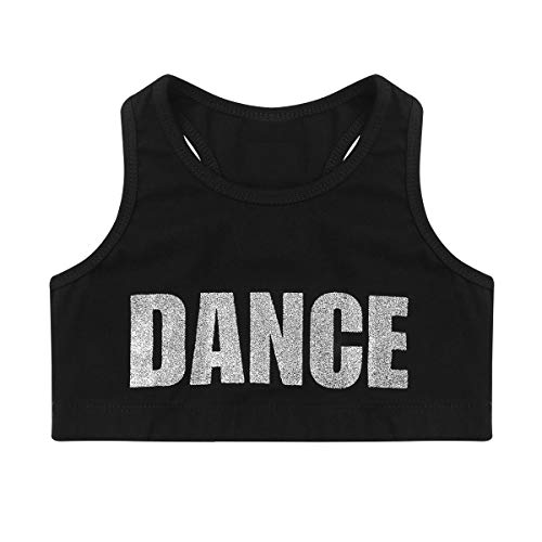 Image of Girls High Neck Athletic Sports Bra Crop Top Gymnastics Workout Gym Fitness Vest Tank Top T Shirt