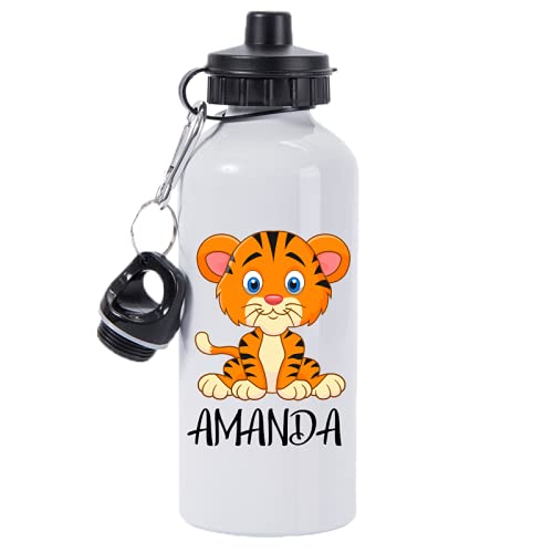 Pickhut Personalised Tiger Water Bottle 500ml Back to School Gift for Kids