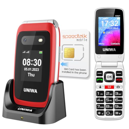 UNIWA V202T 4G Flip Phone Unlocked for Seniors, Basic Cell
