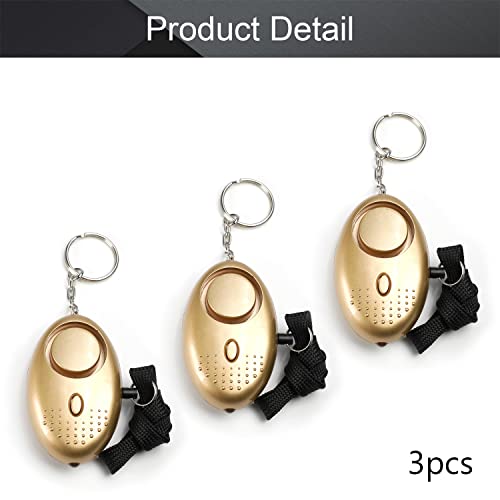 Image of Othmro 3 Pack 120DB Personal Alarm with LED Lights, Emergency Safety Alarm for Women, Men, Children, Elderly Gold