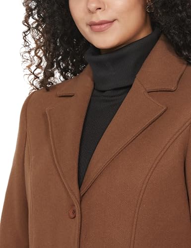 Image of Qube By Fort Collins Women's Semi-Long Tweed Coat with Knitted Finish - Elegant Winter Outerwear for Casual and Formal Looks