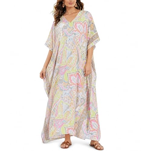 Image of Oussum Women Polyester Casual Long Plus Size Beach Caftan Cover Up Maxi Dress 1X-3X Summer Kaftan Dresses for Women