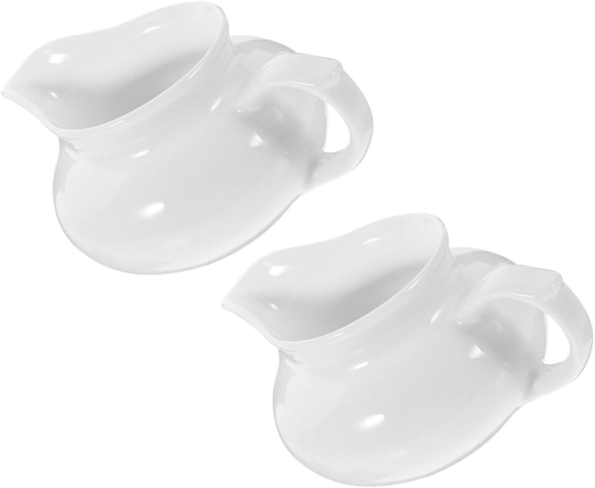 Ciieeo 2Pcs Ceramic Gravy Boat Sauce Dispenser with Handle Kitchen Sauce Holder for Home Use Classic Design for Milk Gravy Sauce