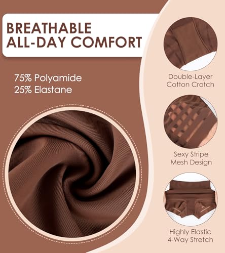 ORLAROY Womens Shapewear Tummy Control High Waisted Seamless Underwear Boyshorts No Show Ladies Body Shaper Shaping Panties M Brown
