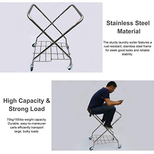 Carretilla de mano plegable para salón, marco acero inoxidable miniatura 4