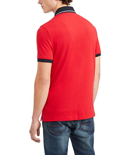 Image of Tommy Hilfiger Men's Short Sleeve Cotton Pique Flag Graphic Polo Shirt in Custom Fit