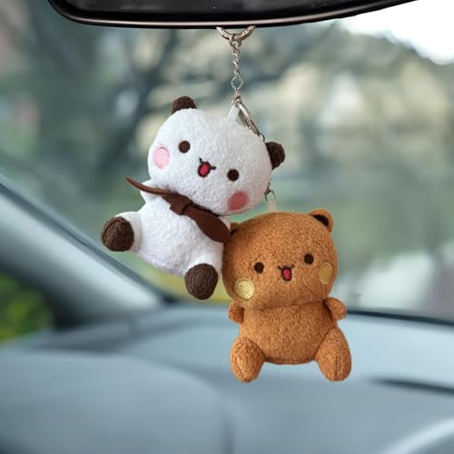 Tusztus 2PCS Bu and Du Couple Bears Stuffed Animals Keychain-4.4 inches,Cute Plush Bag Charms for Backpacks,Valentine's Day Gifts by Tusztus - Used condition - Image 4