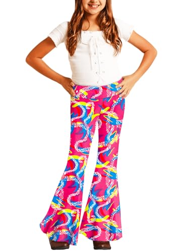 Image of Deerose Girls Halloween Hippie Bell Bottom Pants High Waist Flare Pants 5-14 Years