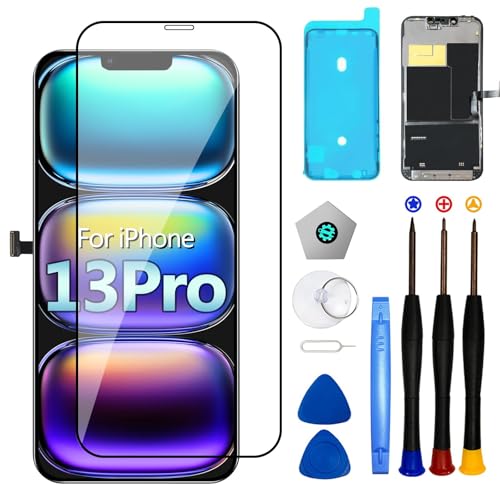 for iPhone13 Pro Screen Replacement 6.1inch LCD Display 3D Touch Screen Digitizer Frame Assembly forA2638A2483A2636A2639A2640 with Repair Tools Kit+Waterproof Adhesive Sticker+Screen Protector