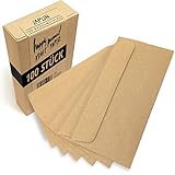 Japun - Enveloppes (100 pièces) en papier kraft vintage marron clair, enveloppe sans fenêtre, colle humide - DIN longue - 210x110 mm