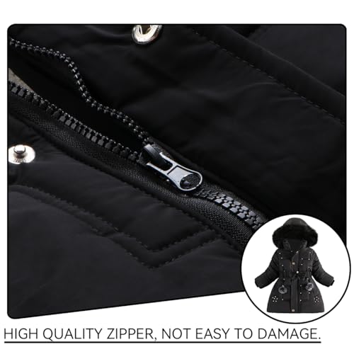 Girls Winter Dress Coats Faux Fur Hooded Fleece Jackets Waterproof Parka Outwear4