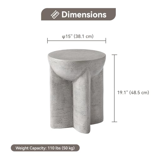Image of COSIEST Outdoor Patio Side Table, Lightweight MgO Concrete Accent Table