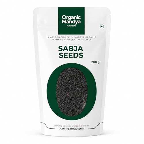 Image of Sabja Seeds (Basil Seed) 200g - NPOP Certified | Tukmaria Tulsi Seeds, Plant Protein, High Fiber by Organic Mandya