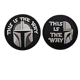 Blimark 2 Pieces This is The Way Full Helmet Inspired Art Patch, Hook and Loop Backing, Funny Tactical Morale Military Patch Full Embroidery Patch for Bags, Backpacks, Clothes, Vest