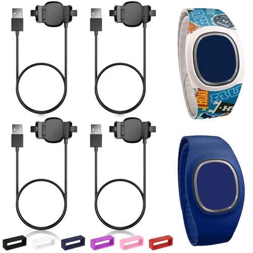 ZOOROO 4 Pack Magic Band Charger Compatible with Disney-Magic Band Plus, 3.3ft Replacement Charger Only Compatible with Disney-MagicBand+, Black