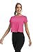 Mippo Short Sleeve Athletic Tops Workout Shirts Exercise Clothes Gym Running Crop Top Tshirts for Women Loose Fit Fuchsia M
