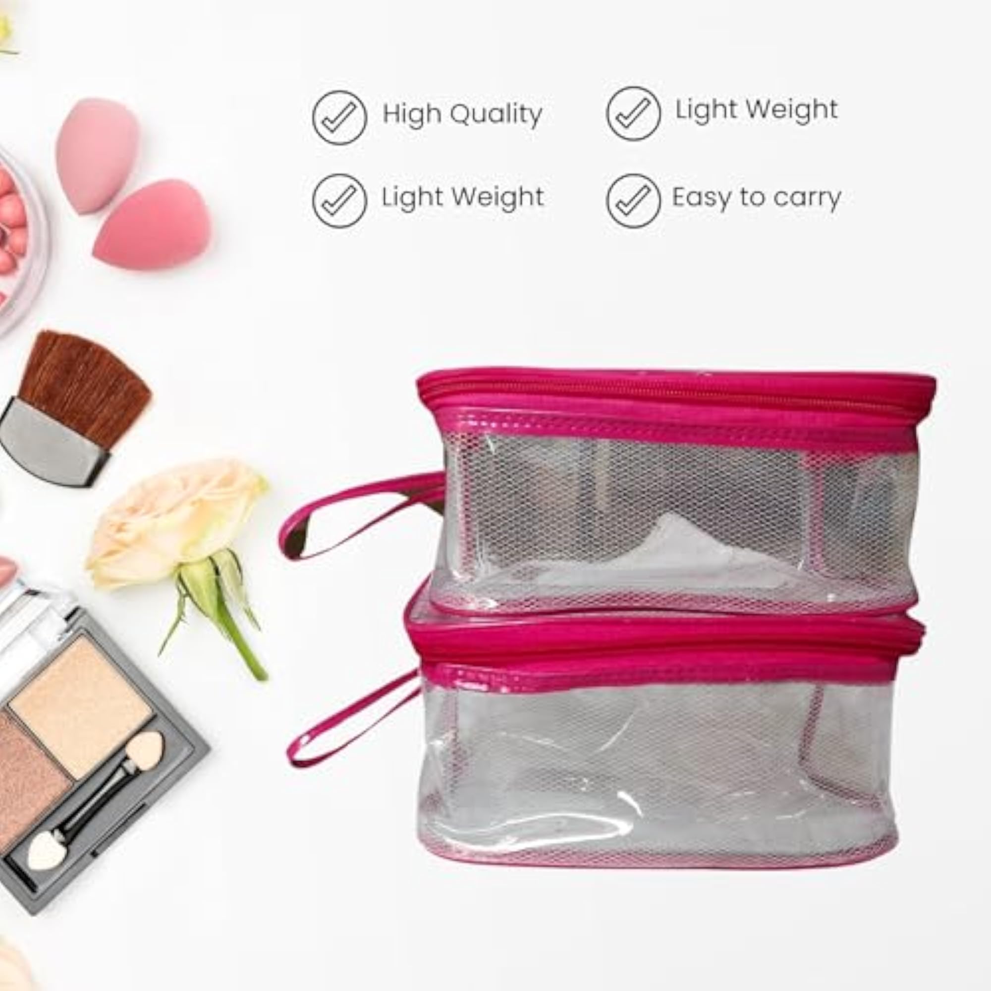 4pc Multipurpose Transparent Travel Pouch Makeup Toiletry Kit Bag
