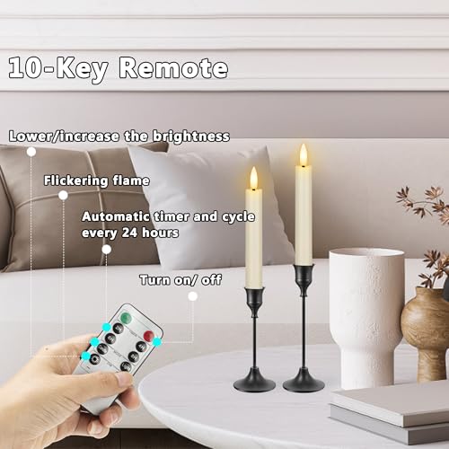 Image of 6.4 Inch Flameless Taper Candles with Remote, Short Flickering Battery Operated Candles, Ivory Led Flameless Candlesticks for Weeding Home Party Festival Decor, 6 Pack